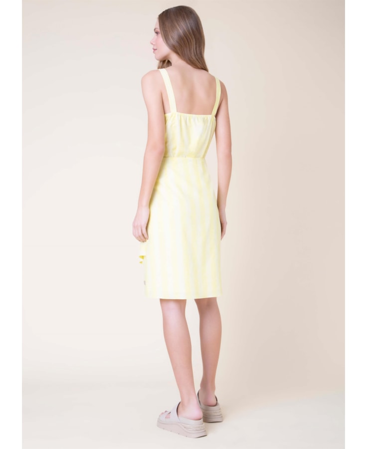 Saia Midi Linho Stripes Amarelo