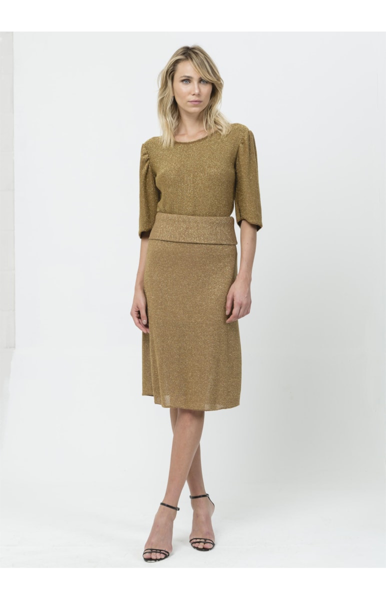 Saia Midi Lurex Ouro