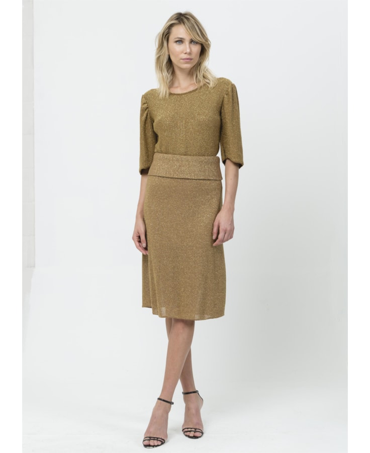 Saia Midi Lurex Ouro