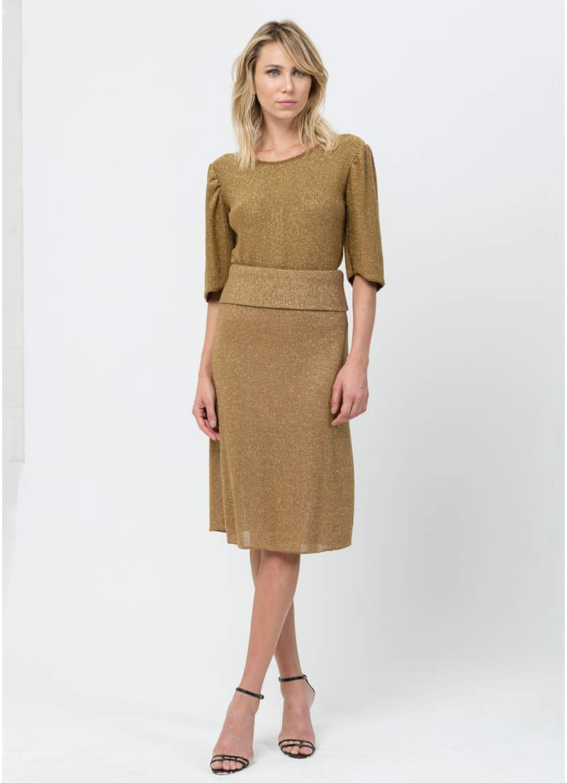 Saia Midi Lurex Ouro