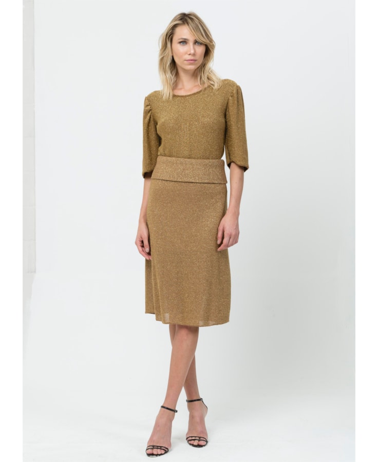 Saia Midi Lurex Ouro