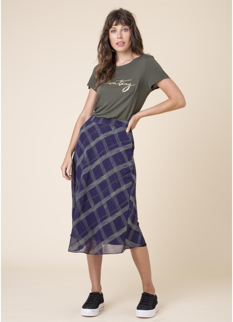 Saia Midi New Check Est. Berinjela