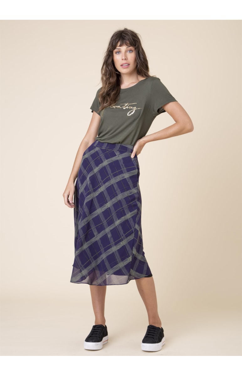 Saia Midi New Check Est. Berinjela
