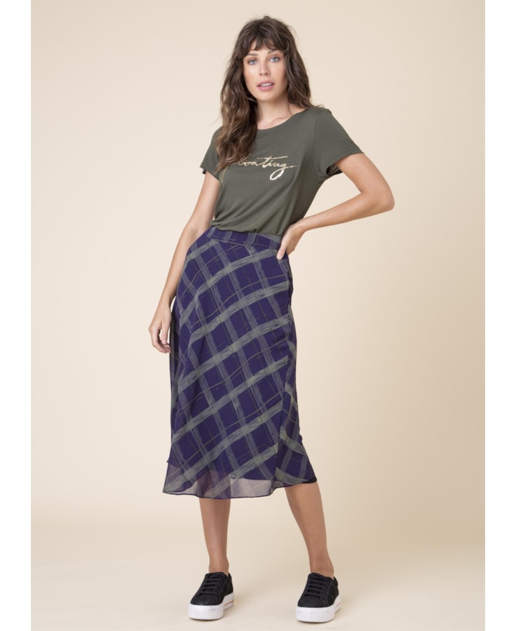 Saia Midi New Check Est. Berinjela