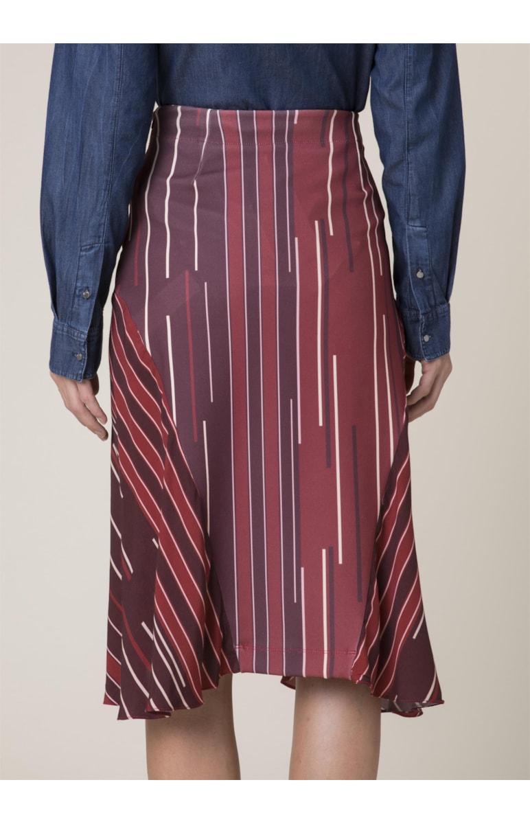 Saia Midi Oversize Listras Vermelho