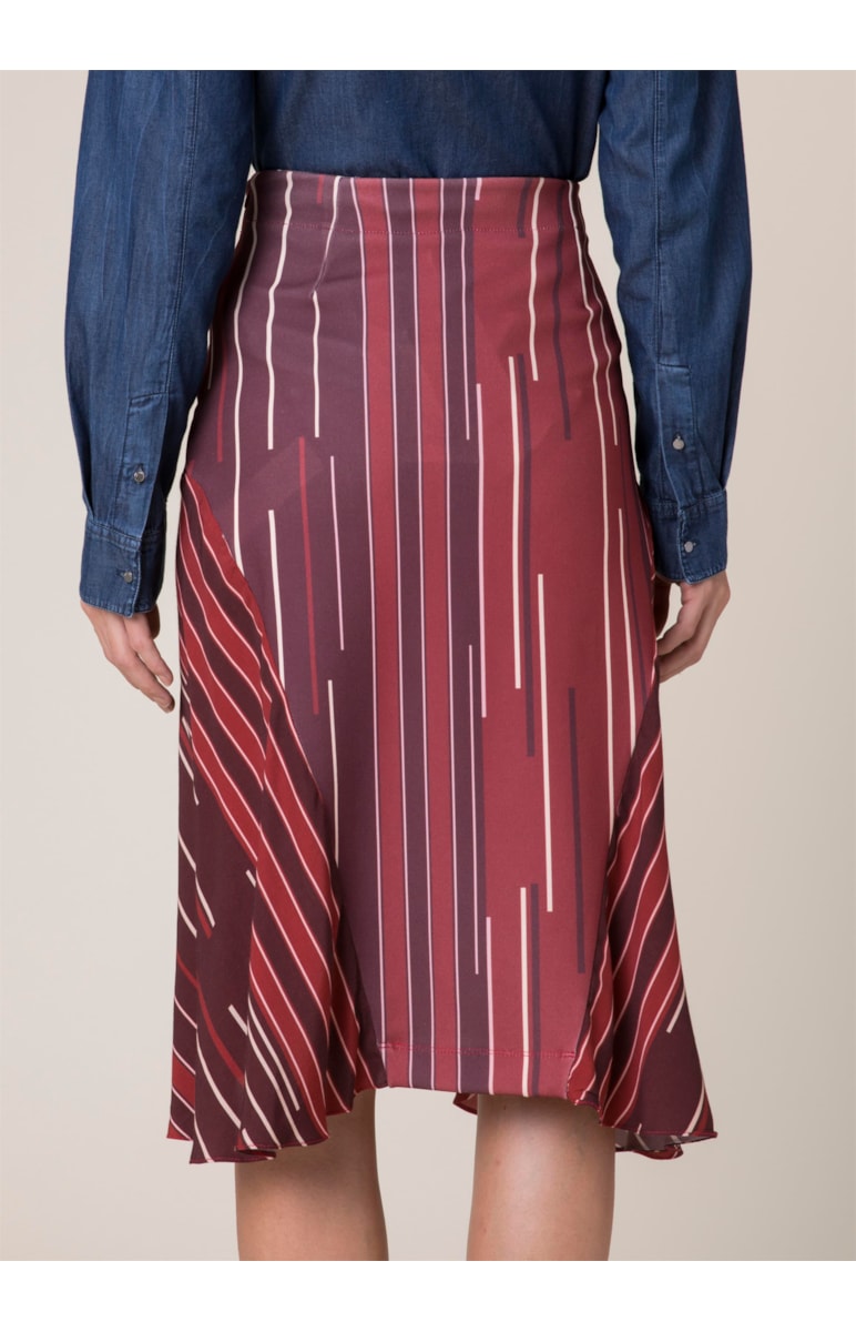 Saia Midi Oversize Listras Vermelho