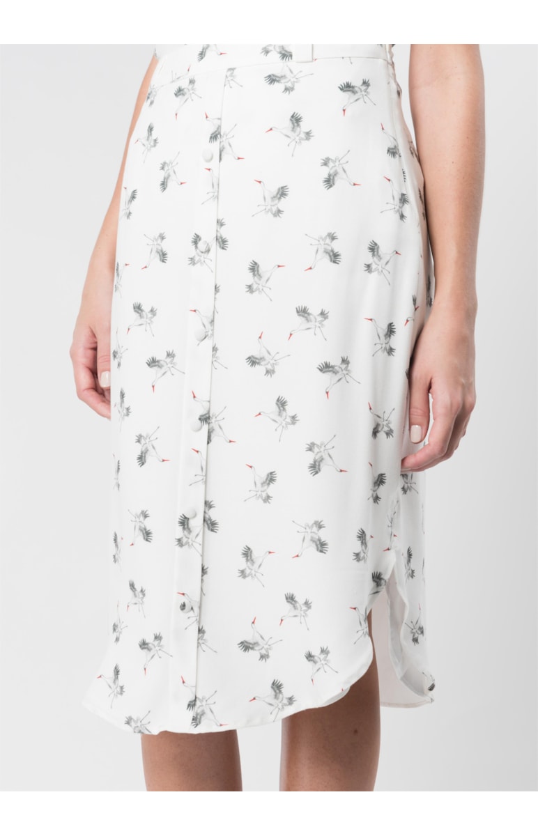 Saia Midi Pássaros Estampado
