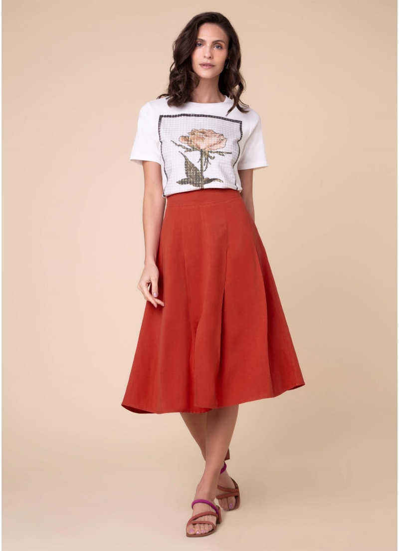 Saia Midi Pregas Vermelho