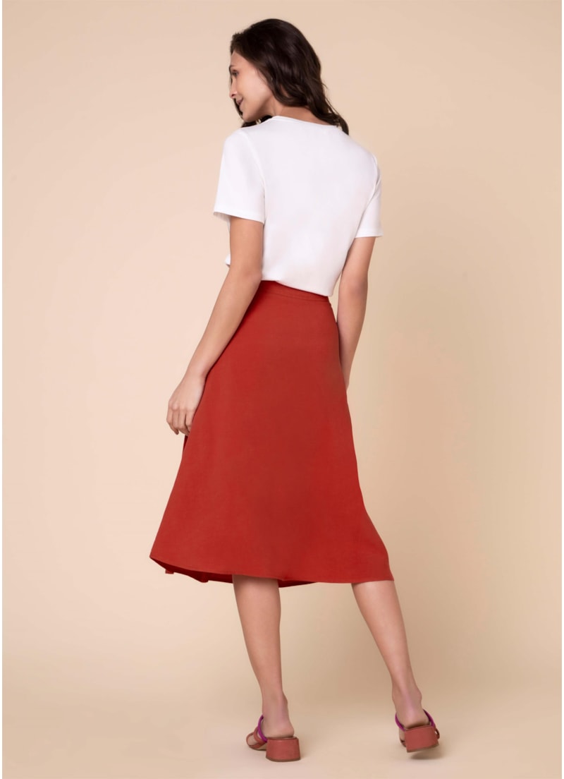 Saia Midi Pregas Vermelho
