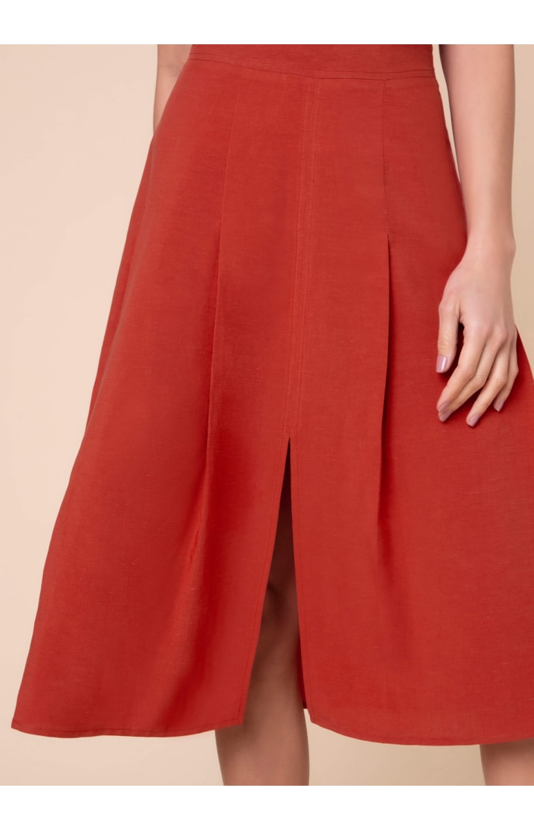 Saia Midi Pregas Vermelho