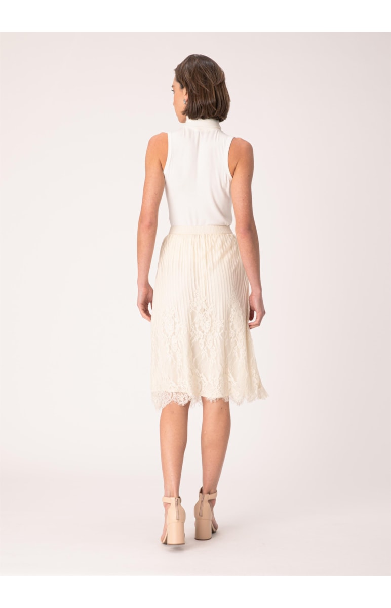 Saia Midi Renda Off White