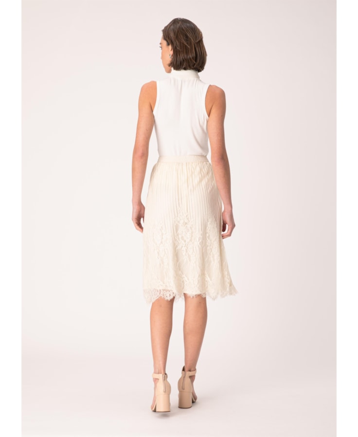 Saia Midi Renda Off White