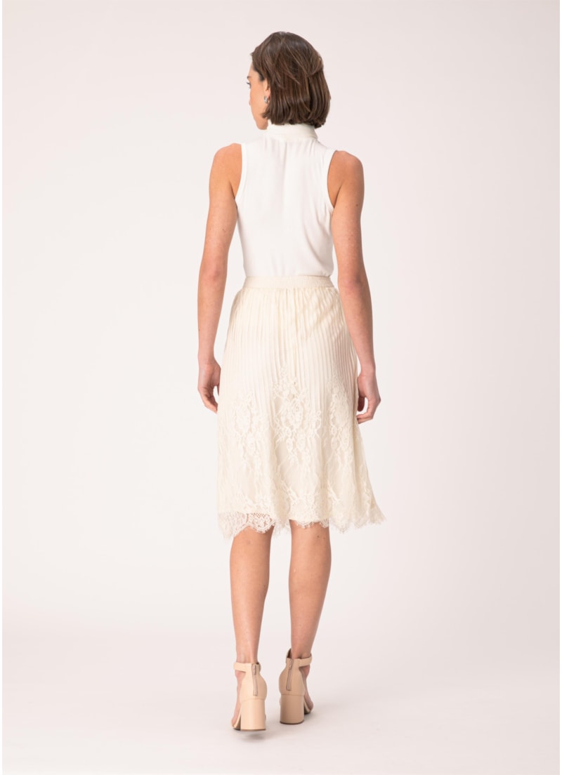 Saia Midi Renda Off White
