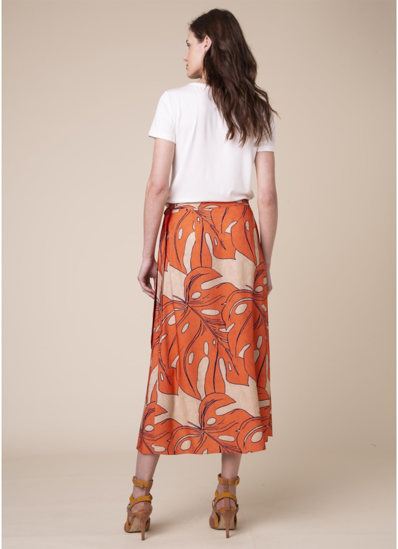 Saia Midi Splitz Estampado Musgo