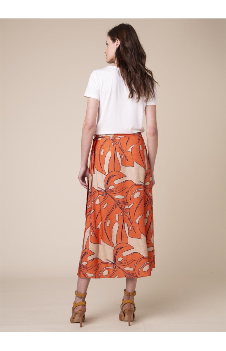 Saia Midi Splitz Estampado Musgo