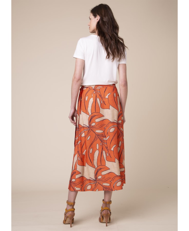 Saia Midi Splitz Estampado Musgo