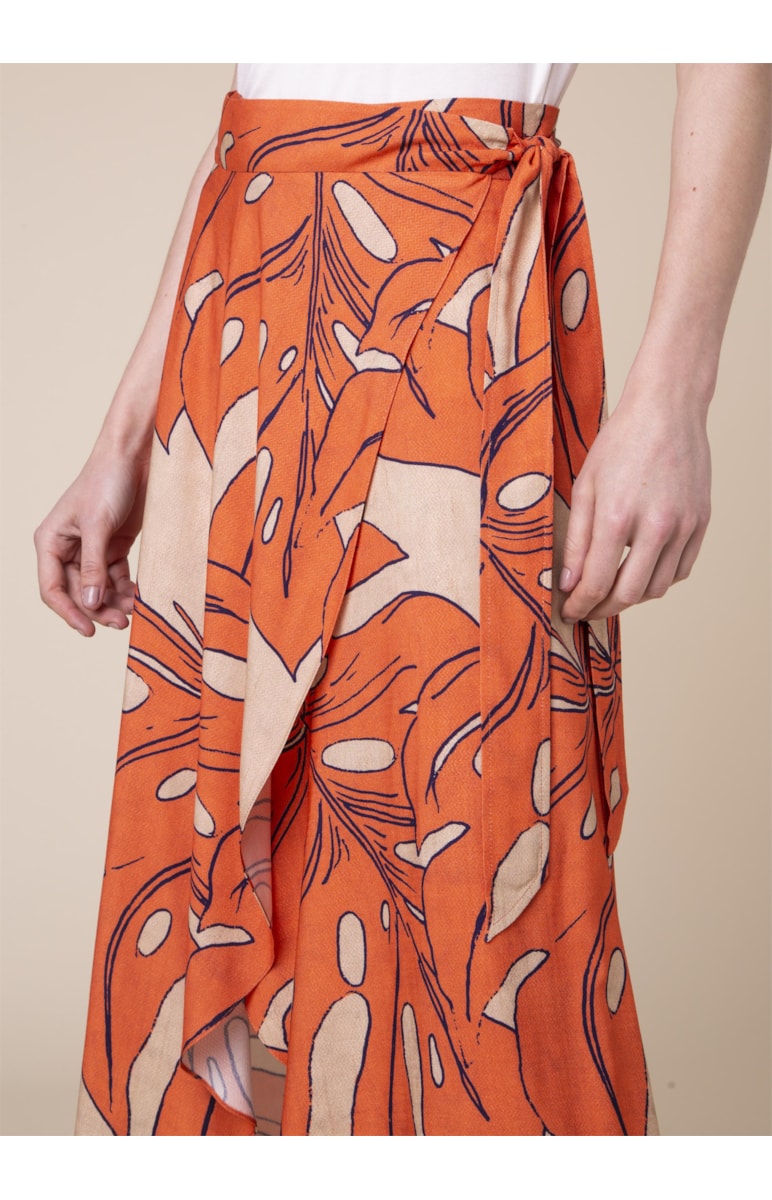 Saia Midi Splitz Estampado Musgo