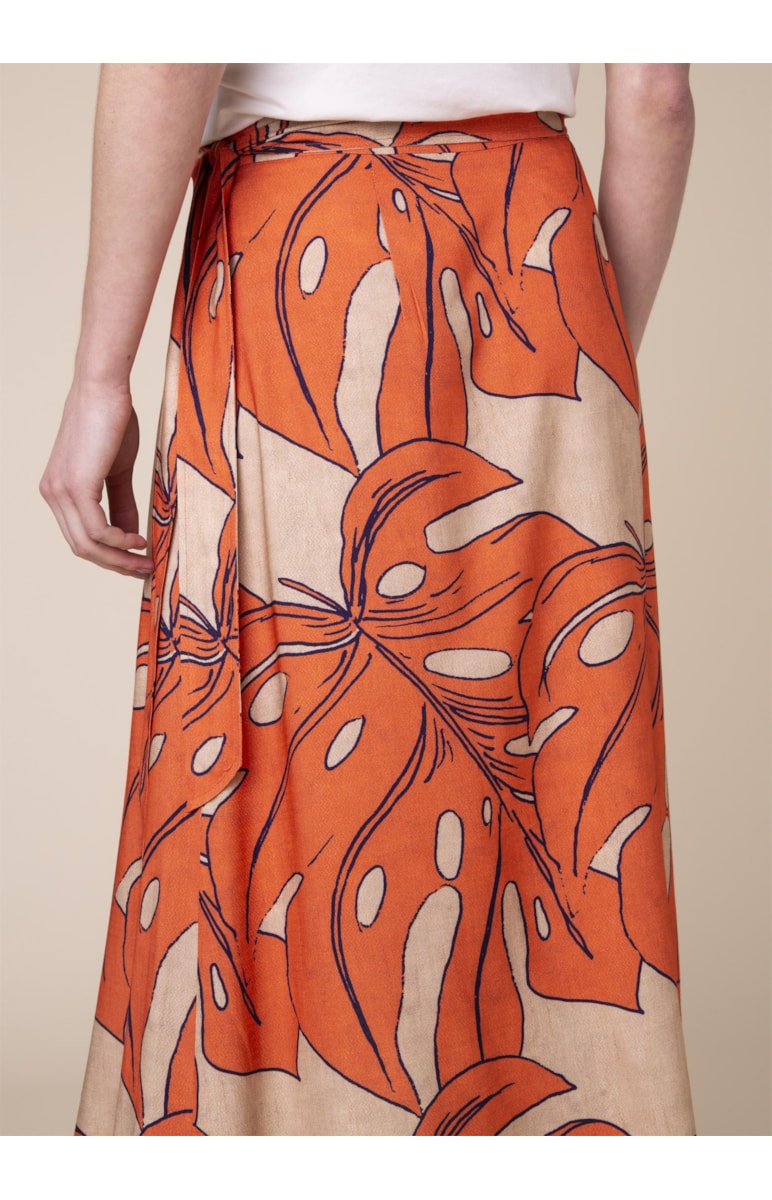 Saia Midi Splitz Estampado Musgo