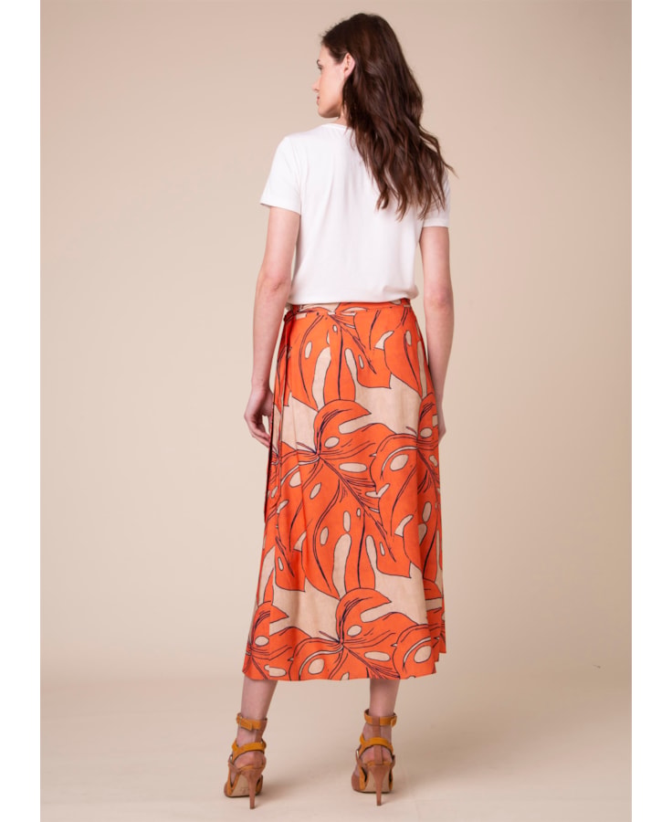 Saia Midi Splitz Estampado Musgo