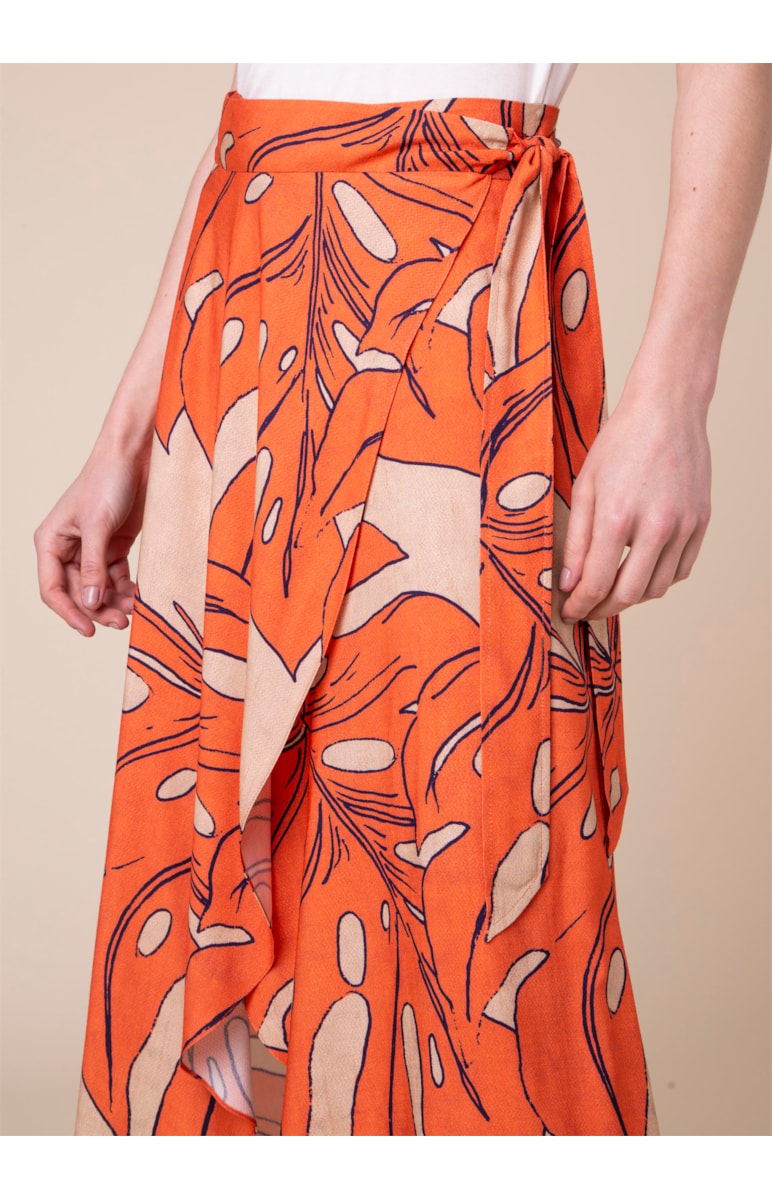 Saia Midi Splitz Estampado Musgo