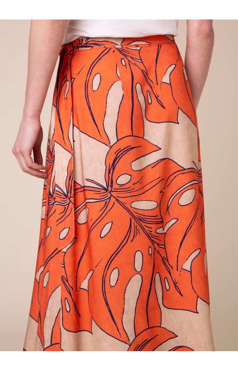 Saia Midi Splitz Estampado Musgo