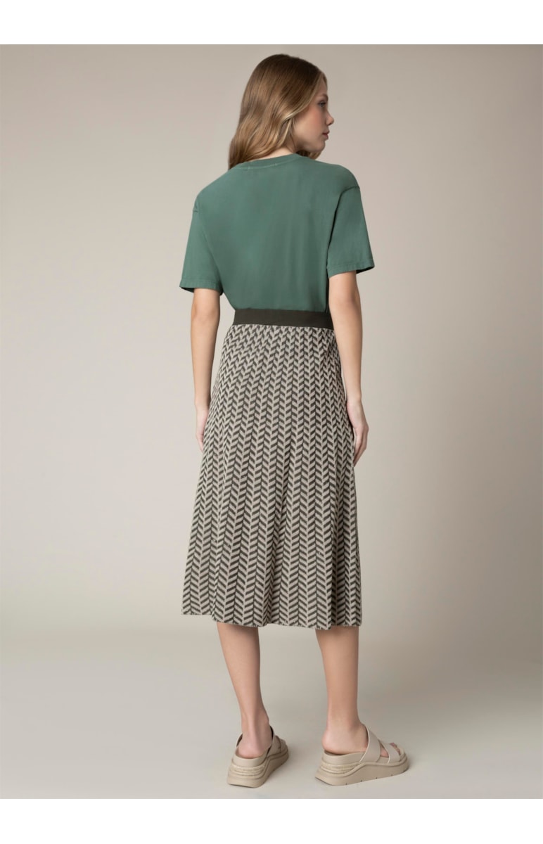 Saia Midi Tricot Canelada Verde Jade