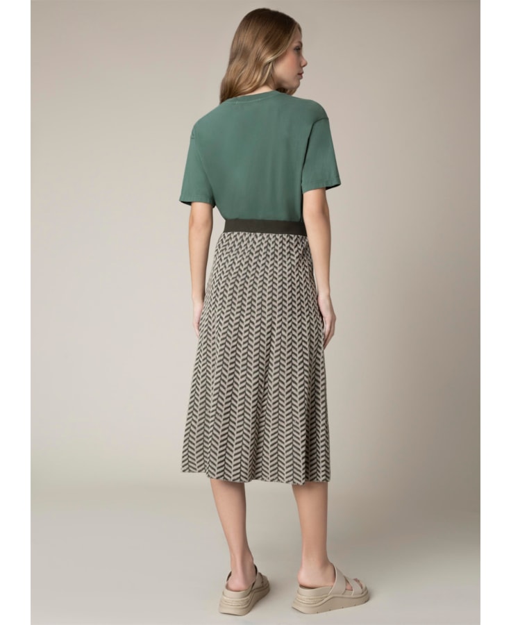 Saia Midi Tricot Canelada Verde Jade