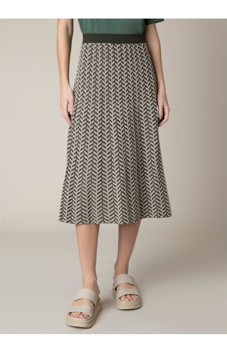 Saia Midi Tricot Canelada Verde Jade