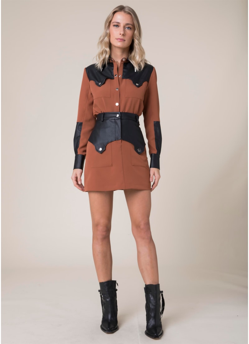 Saia Mix Materiais Camel