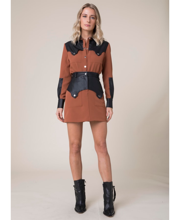 Saia Mix Materiais Camel