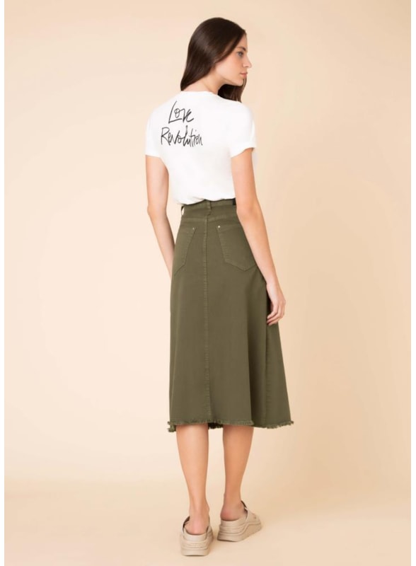 Saia Original Color Midi Verde Militar