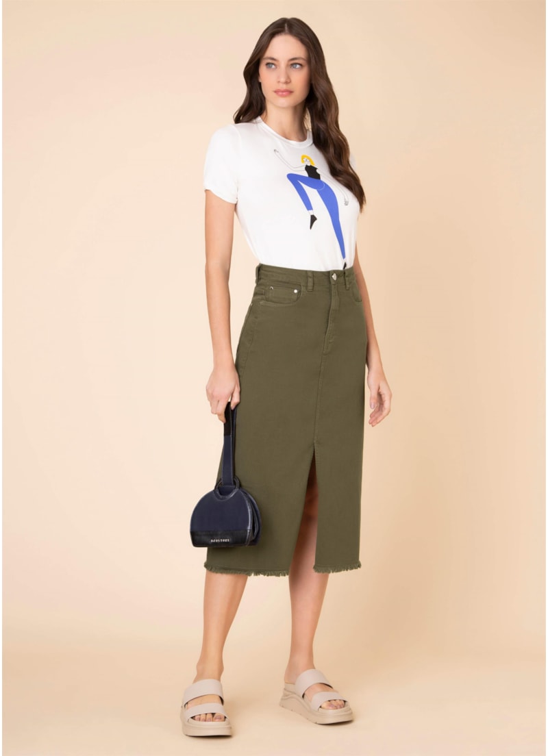 Saia Original Color Midi Verde Militar