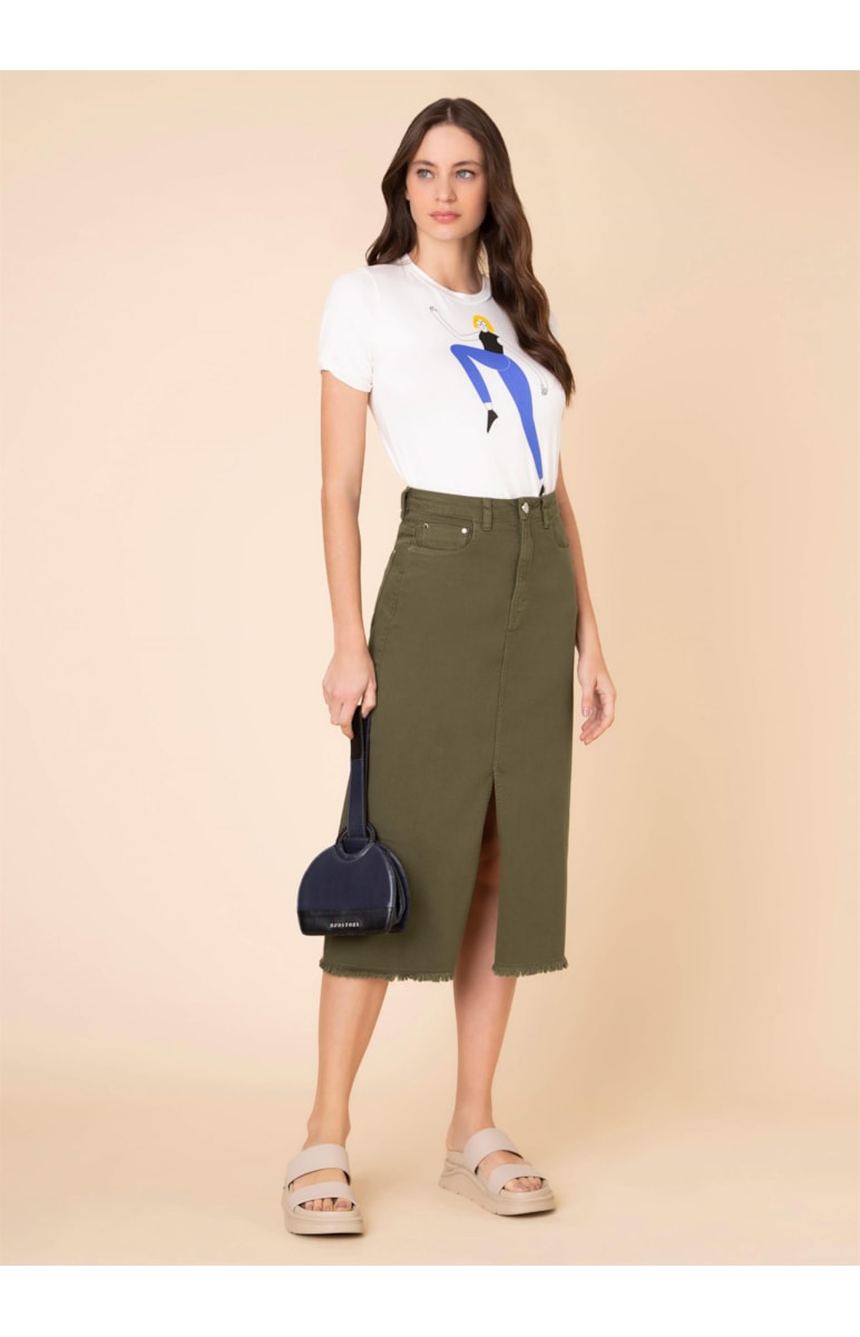 Saia Original Color Midi Verde Militar