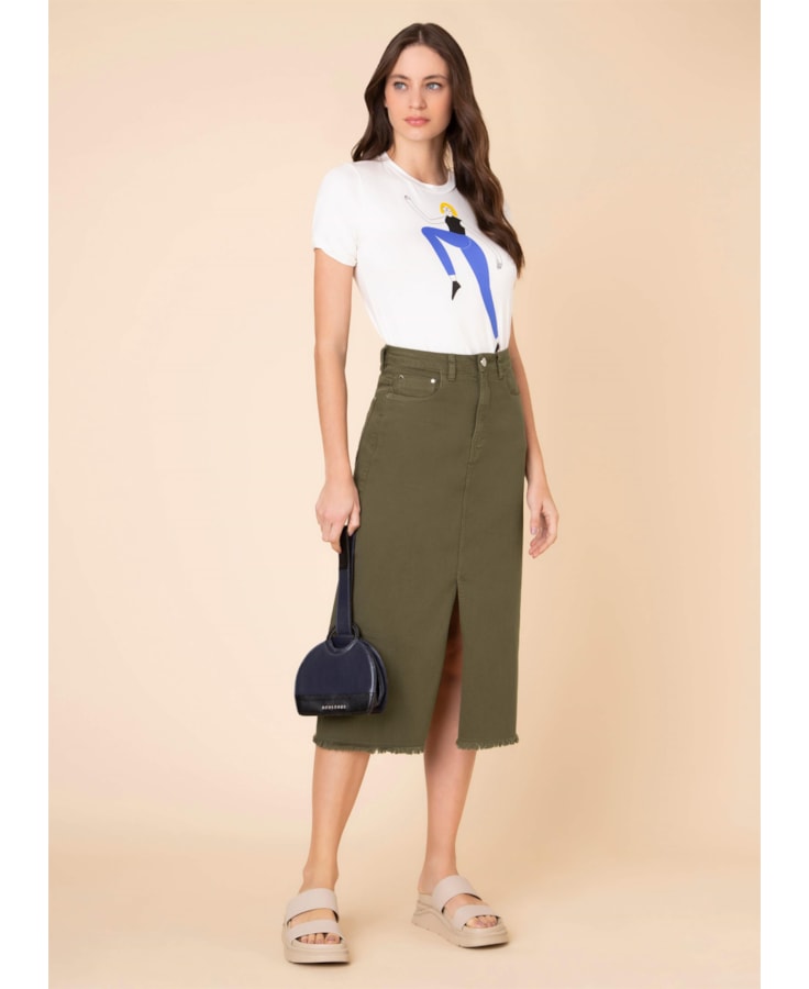 Saia Original Color Midi Verde Militar