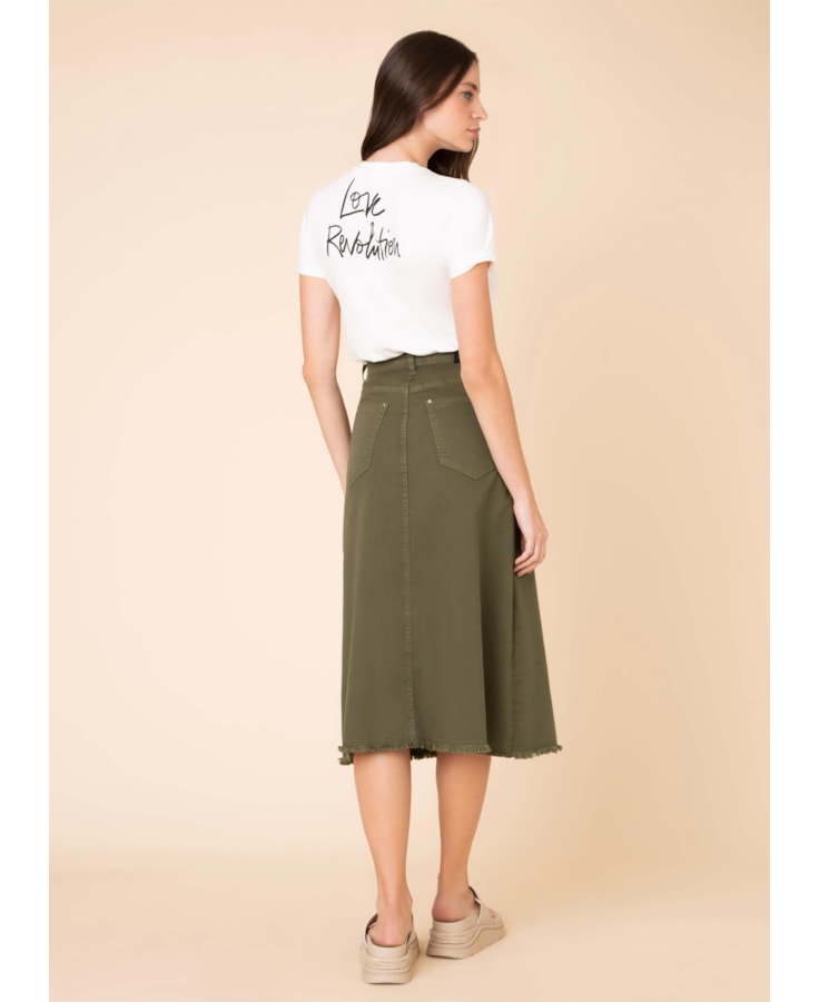 Saia Original Color Midi Verde Militar