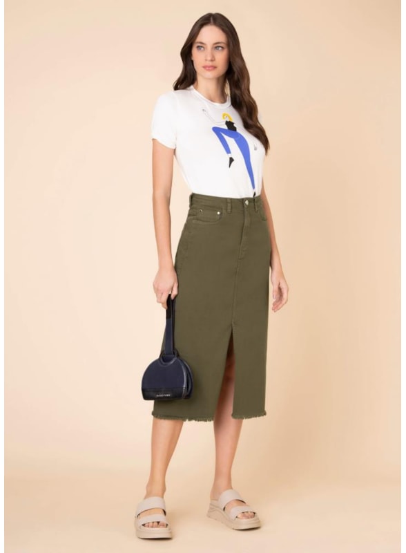 Saia Original Color Midi Verde Militar