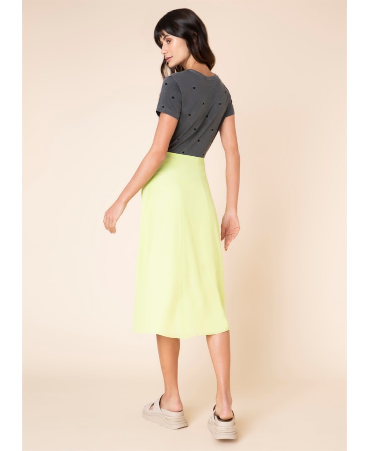 Saia Seda Midi Godê Lemon