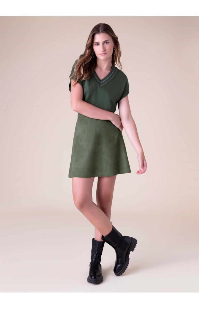 Saia Suede Verde Militar