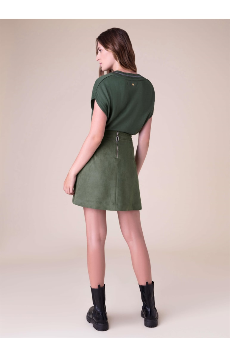 Saia Suede Verde Militar