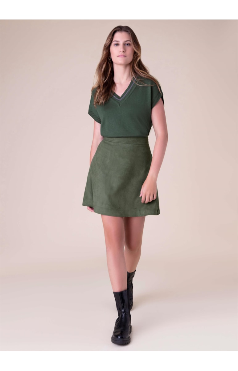 Saia Suede Verde Militar