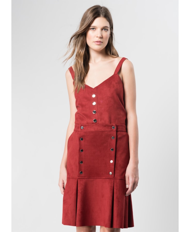Saia Suede Vermelho