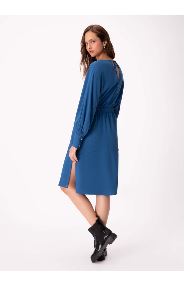Saia Visco Twill Midi Azul Pervante