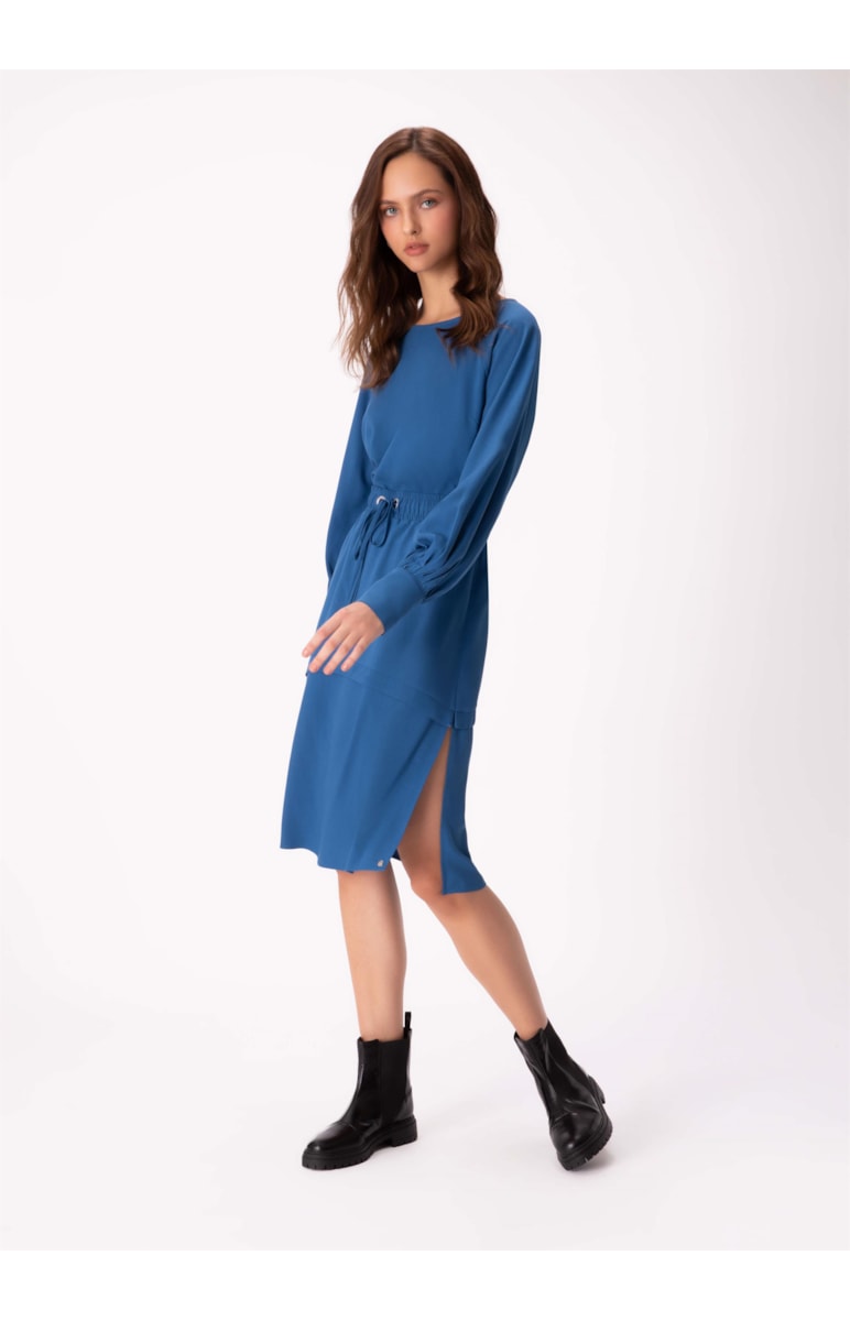 Saia Visco Twill Midi Azul Pervante
