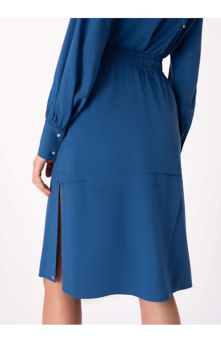 Saia Visco Twill Midi Azul Pervante