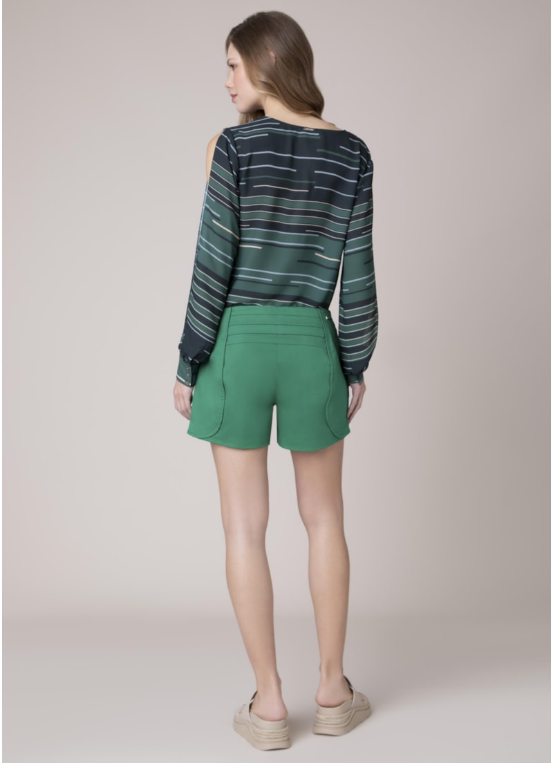Short Alfaiataria Pregas Grama