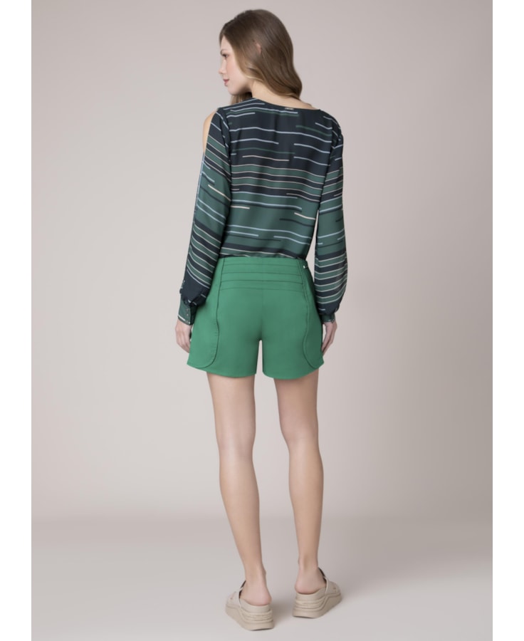 Short Alfaiataria Pregas Grama