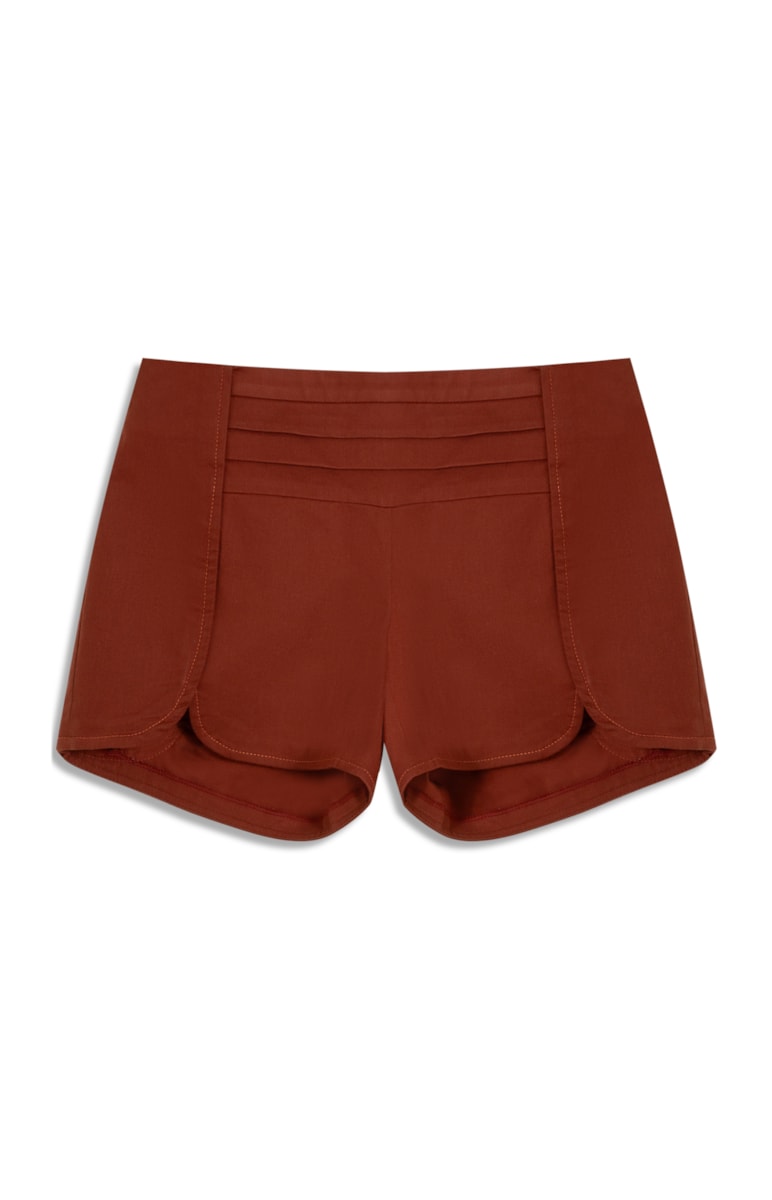 Short Alfaiataria Pregas Terra