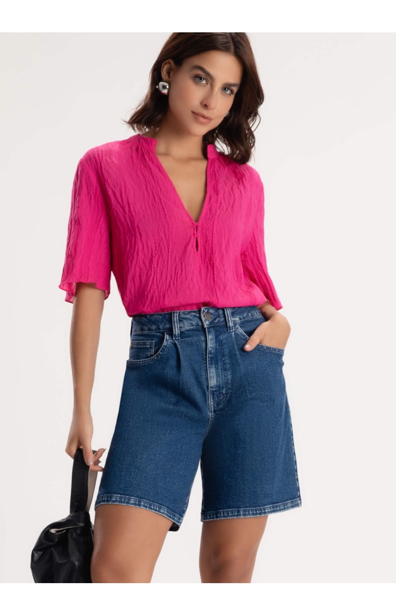 Short Jeans Dark Forest Mom 375-Lav.Medio C/Luvinha