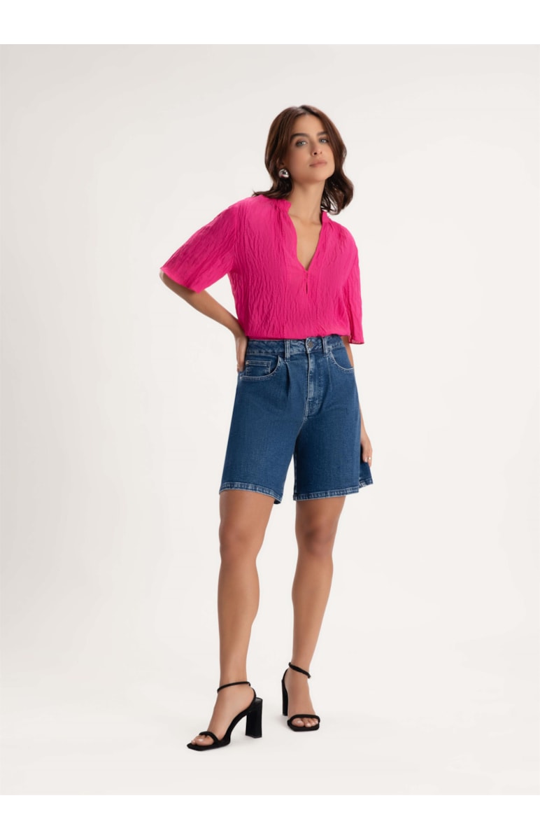 Short Jeans Dark Forest Mom 375-Lav.Medio C/Luvinha