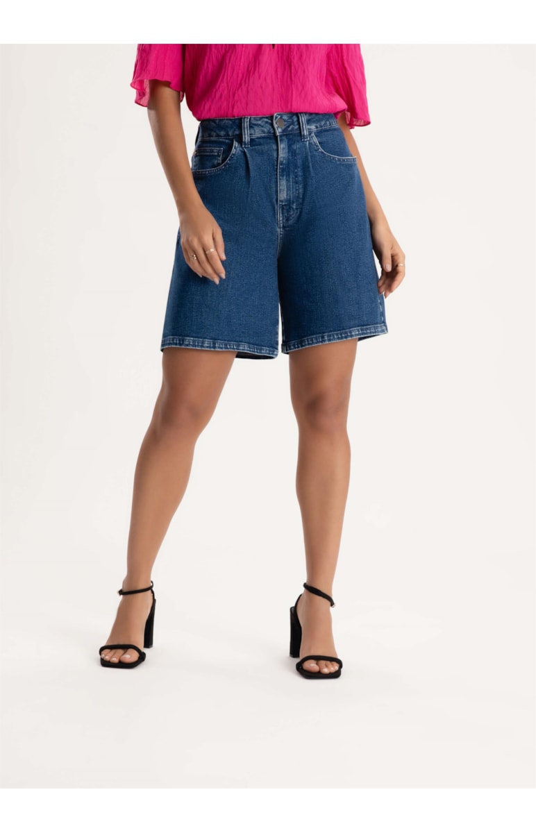 Short Jeans Dark Forest Mom 375-Lav.Medio C/Luvinha